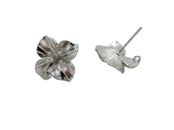 Paire clous d'oreille fleur avec une boucle 15*15mm plaqué platine