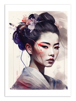 Affiche 30 x 40 cm - Watercolor Modern Geisha V3 - Chromatic fusion studio