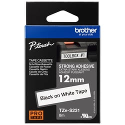 Recharge pour étiqueteuse - Brother - TZe-S231 - Laminé - Écriture noir sur fond blanc - 8mm