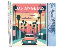 Peinture par Numéro Figured'Art - Affiche Vintage Los Angeles - Kit de Loisir Créatif DIY Numéro d'Art Complet - 40x50cm sans châssis en bois