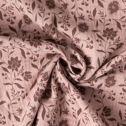 Tissu Double gaze de Coton Fleuris Eve sur fond Vieux rose