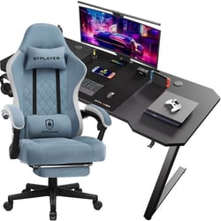 Chaise gaming avec bureau GTPLAYER - Tissu - Bleu clair - 50P 54l 135H cm