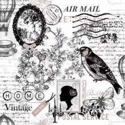 4 serviettes en papier découpage collage 33 cm POESIE VINTAGE