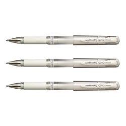 Stylo roller encre gel UNI-BALL Signo Broad - Blanc - Pointe large 1 mm - Lot de 3
