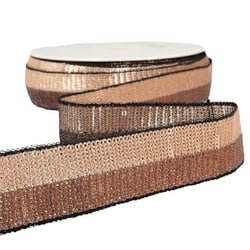 Bobine 13m Galon paillettes bicolore 32mm MarronChampagne