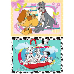 2 puzzles les cadeaux de la belle et le clochard / 101 dalmatiens sous la pluie 24 pieces - ravensburger - 050871
