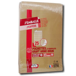 Enveloppes - Kraft armé - 280x375mm - Auto adhésive - A soufflets - Lot de 25 - GPV