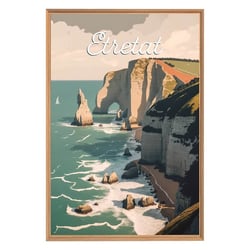 Tableau mural encadré illustration falaise Etretat 65x97 cm