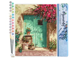 Peinture par Numéro Figured'Art - Entrée fleurie - Kit de Loisir Créatif DIY Numéro d'Art Complet - 40x50cm sans châssis en bois