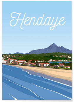 Affiche ville de Hendaye | A3 : 29,7x42cm
