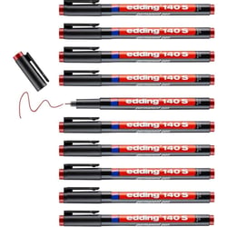 Lot de 10 marqueurs permanents - EDDING - Pointe super fine 0,3 mm - Rouge