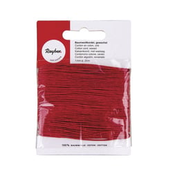 Cordon en coton, ciré, 1mm, carte 20 m, rouge