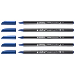 Lot de 5 feutres de coloriage pointe fine 1 mm - EDDING - Bleu Acier - 1200