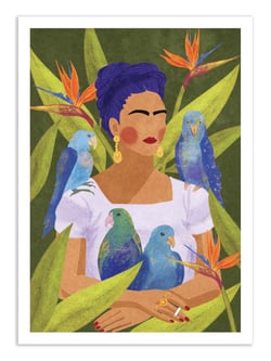 Affiche 30 x 40 cm - Frida and birds - Raissa Oltmanns