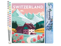 Peinture par Numéro Figured'Art - Affiche Vintage Lucerne - Kit de Loisir Créatif DIY Numéro d'Art Complet - 40x50cm sans châssis en bois
