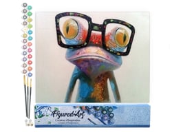 Peinture par Numéro Figured'Art - Grenouille et Lunettes - Kit de Loisir Créatif DIY Numéro d'Art Complet - 40x50cm sans châssis en bois