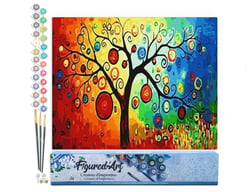 Peinture par Numéro Figured'Art - Lanternes suspendues - Kit de Loisir Créatif DIY Numéro d'Art Complet - 40x50cm sans châssis en bois