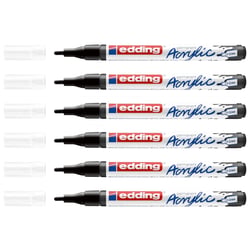 Lot de 6 marqueurs peinture acrylique pointe fine 1-2 mm - EDDING - Noir - 5300