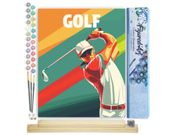 Peinture par Numéro Figured'Art - Affiche sportive Golf - Kit de Loisir Créatif DIY Numéro d'Art Complet - 40x50cm toile roulée + châssis en bois à monter