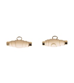 Lot de 6 boutons buchette simili cuir 48mm ivoire