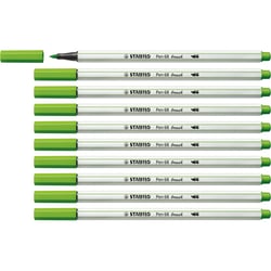 Lot de 10 feutres pointe pinceau STABILO Pen 68 brush - vert feuille