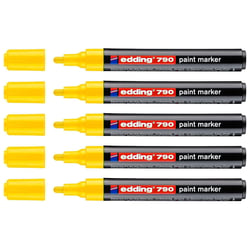 Lot de 5 marqueurs peinture permanent pointe ronde 2-3 mm - EDDING - Jaune
