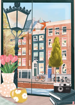 Amsterdam vue d'un Café