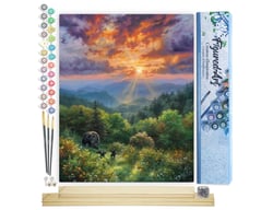 Peinture par Numéro Figured'Art - Ours et coucher de soleil - Kit de Loisir Créatif DIY Numéro d'Art Complet - 40x50cm toile roulée + châssis en bois à monter