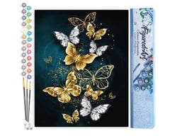 Peinture par Numéro Figured'Art - Papillons féériques - Kit de Loisir Créatif DIY Numéro d'Art Complet - 40x50cm sans châssis en bois