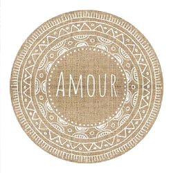 Set de table rond amour en toile de jute 38 cm