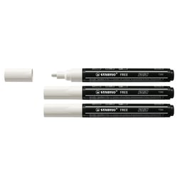 Lot de 3 marqueurs peinture acrylique pointe moyenne T300 - STABILO - Blanc