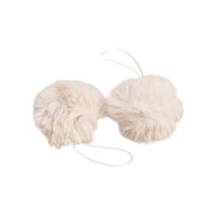 Pompon fourrure artificielle 50x60mm ivoire