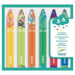 6 crayons multicouleurs pour les petits - Djeco - Aqua