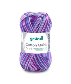 Lot de 10 pelotes COTTON QUICK PRINT de Gründl – 500 g de coton à motifs multicolores certifié Oeko-Tex 171 Violet