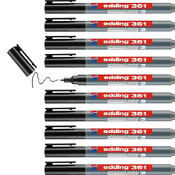 Lot de 10 marqueurs pour tableaux blancs - EDDING 361 - Noir - Pointe fine 1 mm