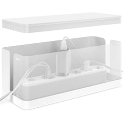 Boîte cache câble L (32 x 13 x 13 cm)- Cache multiprise, Boîte Rangement câble- Boîte multiprise- Polystyrène-Blanc- ACROPAQ