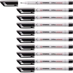 Lot de 10 feutres pour transparent OHPen - STABILO - Pointe fine - Encre soluble - Noir