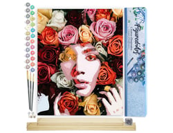 Peinture par Numéro Figured'Art - Visage de roses - Kit de Loisir Créatif DIY Numéro d'Art Complet - 40x50cm toile roulée + châssis en bois à monter