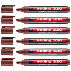 Lot de 6 Marqueurs permanents 1-5 mm - EDDING - Marron - Pointe biseautée