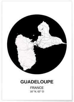Affiche Carte Guadeloupe | A3 : 29,7x42cm