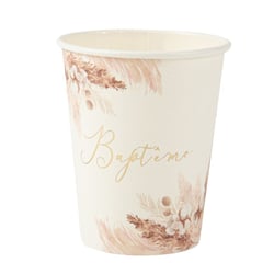 8 Gobelets Baptême Pampas Fleurs de Coton