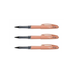 Lot de 3 feutres plume - PENTEL - encre noire - corps pastel orange - Tradio TRJ97