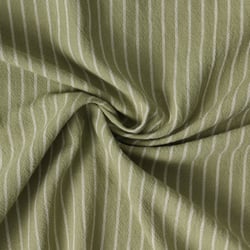 Tissu Polycoton Hugo rayures Blanches 5 mm sur fond Vert olive - Au mètre