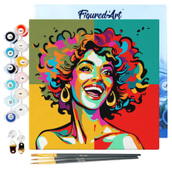 Mini Peinture par Numéro Figured'Art 20x20cm avec cadre Femme Latina Pop Art - Petit Format