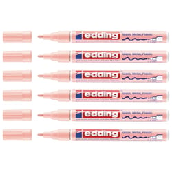 Lot de 6 marqueurs peinture brillante EDDING 751 - pointe balle 1-2 mm - rose pastel