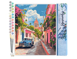 Peinture par Numéro Figured'Art - Voiture classique à Mexico - Kit de Loisir Créatif DIY Numéro d'Art Complet - 40x50cm sans châssis en bois