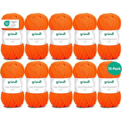 10 pelotes de laine - Orange fluo - 50 - 100% acrylique - 3,5/4,5 mm - Gründl - Lisa Premium