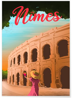 Affiche ville Nîmes | A3 : 29,7x42cm