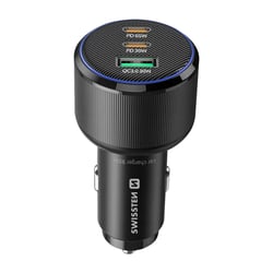 Swissten Chargeur Voiture 2x USB-C Power Delivery 95W et USB 3.0 30W Quick Charge Noir