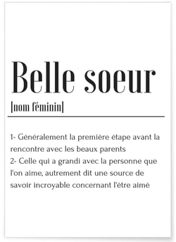 Affiche Définition Belle Soeur | A3 : 29,7x42cm